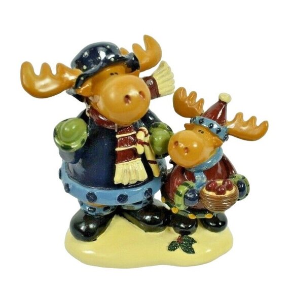 Akcents Snow Buddies Moose 5in Tall Holiday Figurines with Box - Picture 2 of 11